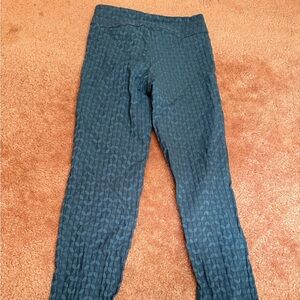 Margaret M Teal Patterned Slimming Pants